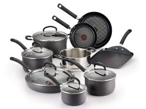 T-fal Hard Anodized Cookware Set, Nonstick Pots and Pans Set, 14 Piece, Thermo-Spot Heat Indicator
