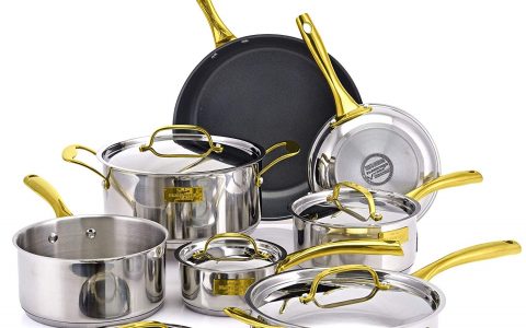 Fleischer & Wolf Nonstick Cookware Set 12pcs Stainless Steel Aluminum Fry Pots Pan Dishwasher Safe (London Upgrade Version)