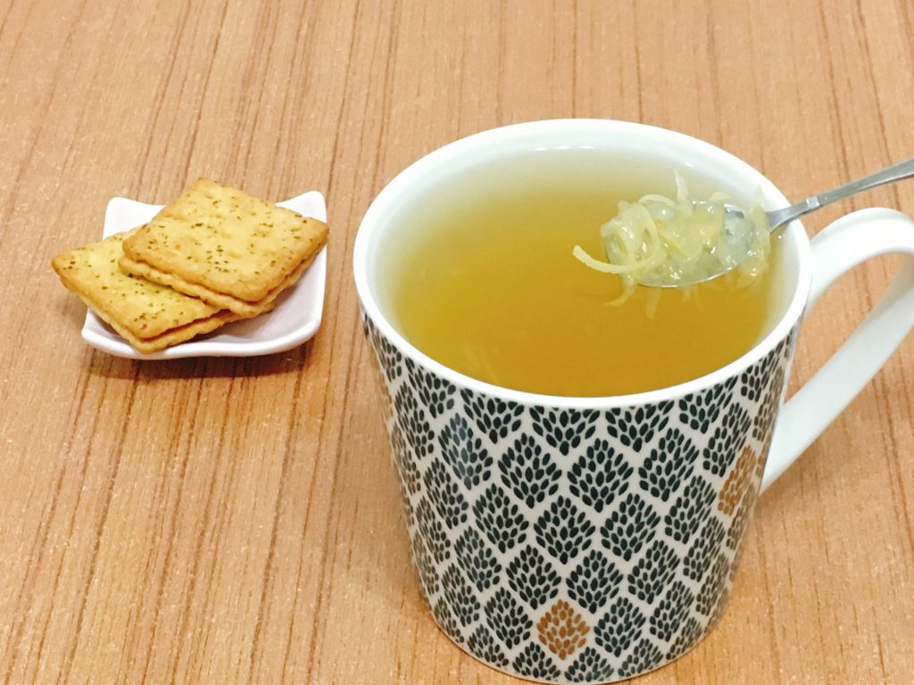 Serve the hot Honey Pomelo Tea with cookies