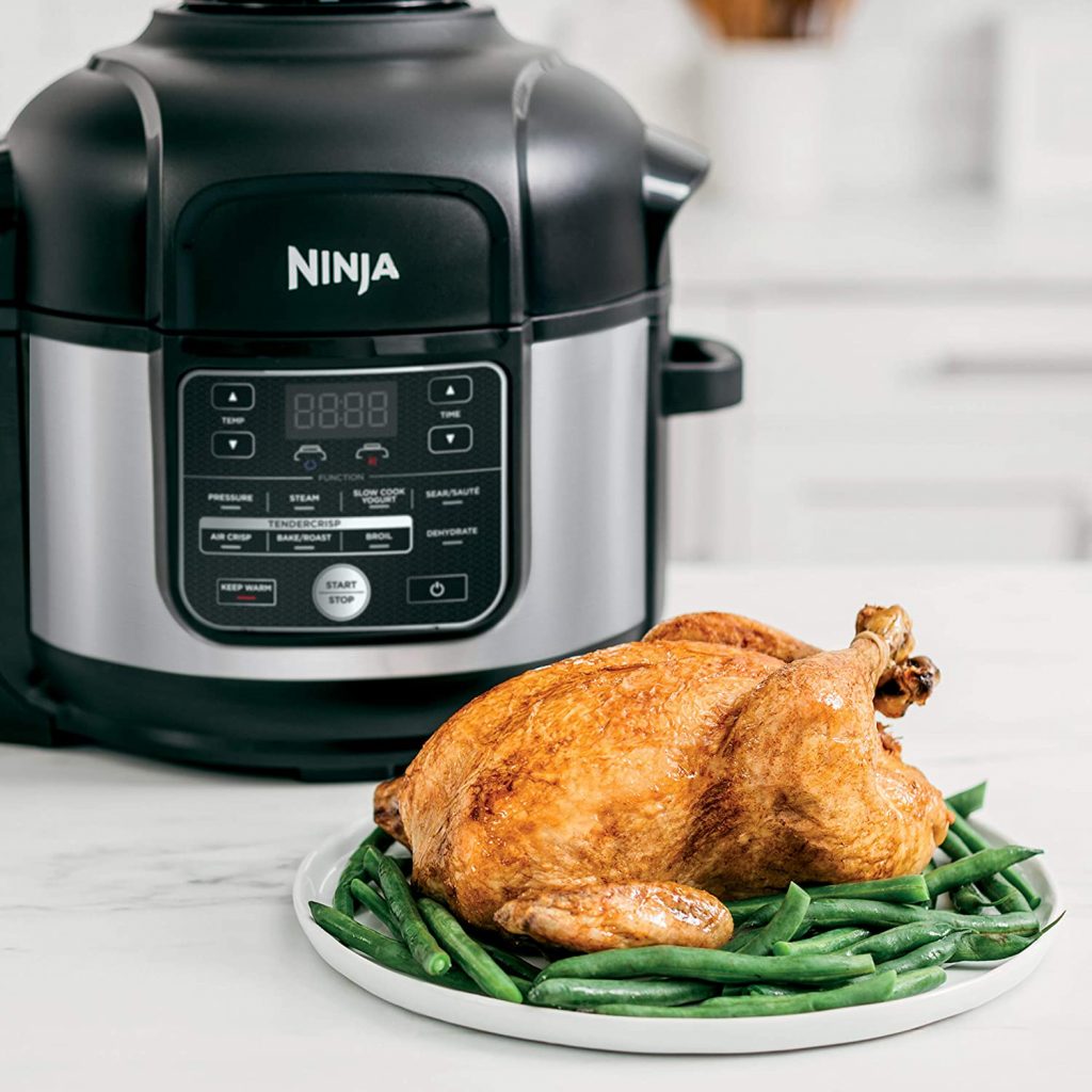 Ninja OS301 Foodi 10-in-1 Pressure Cooker with chicken