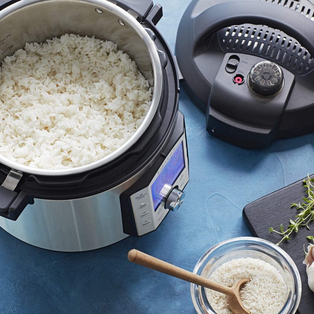 Instant Pot Duo Evo Plus Pressure Cooker with rice
