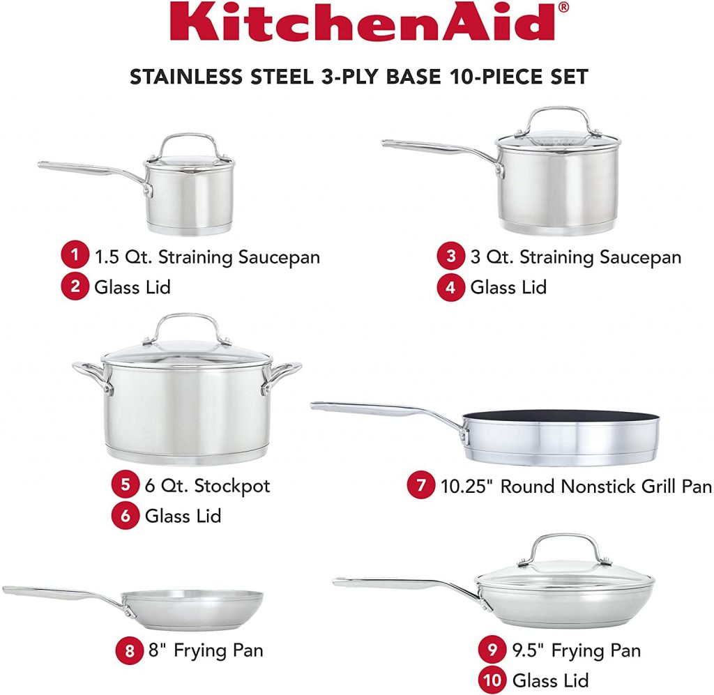 KitchenAid 3-ply Cookware Sets