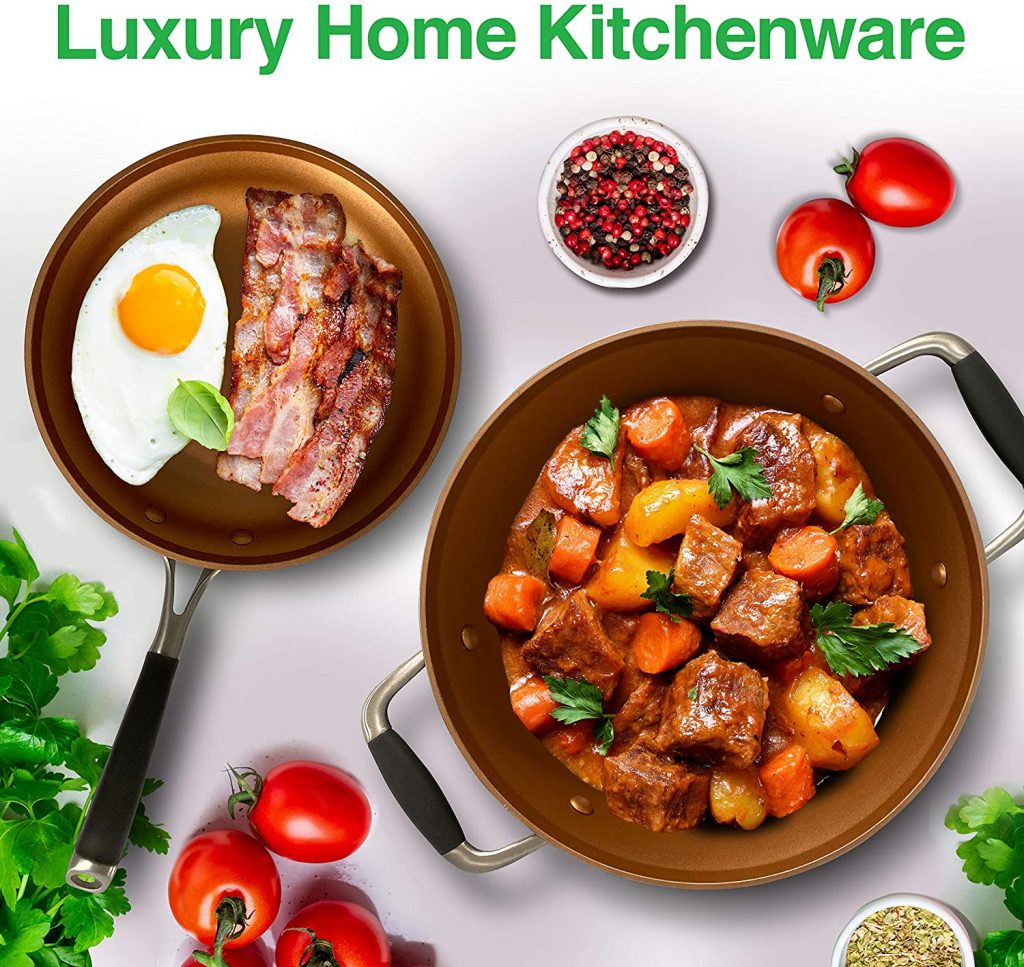 NutriChef Stackable Pots and Pans Set Luxury Home Kitchenware