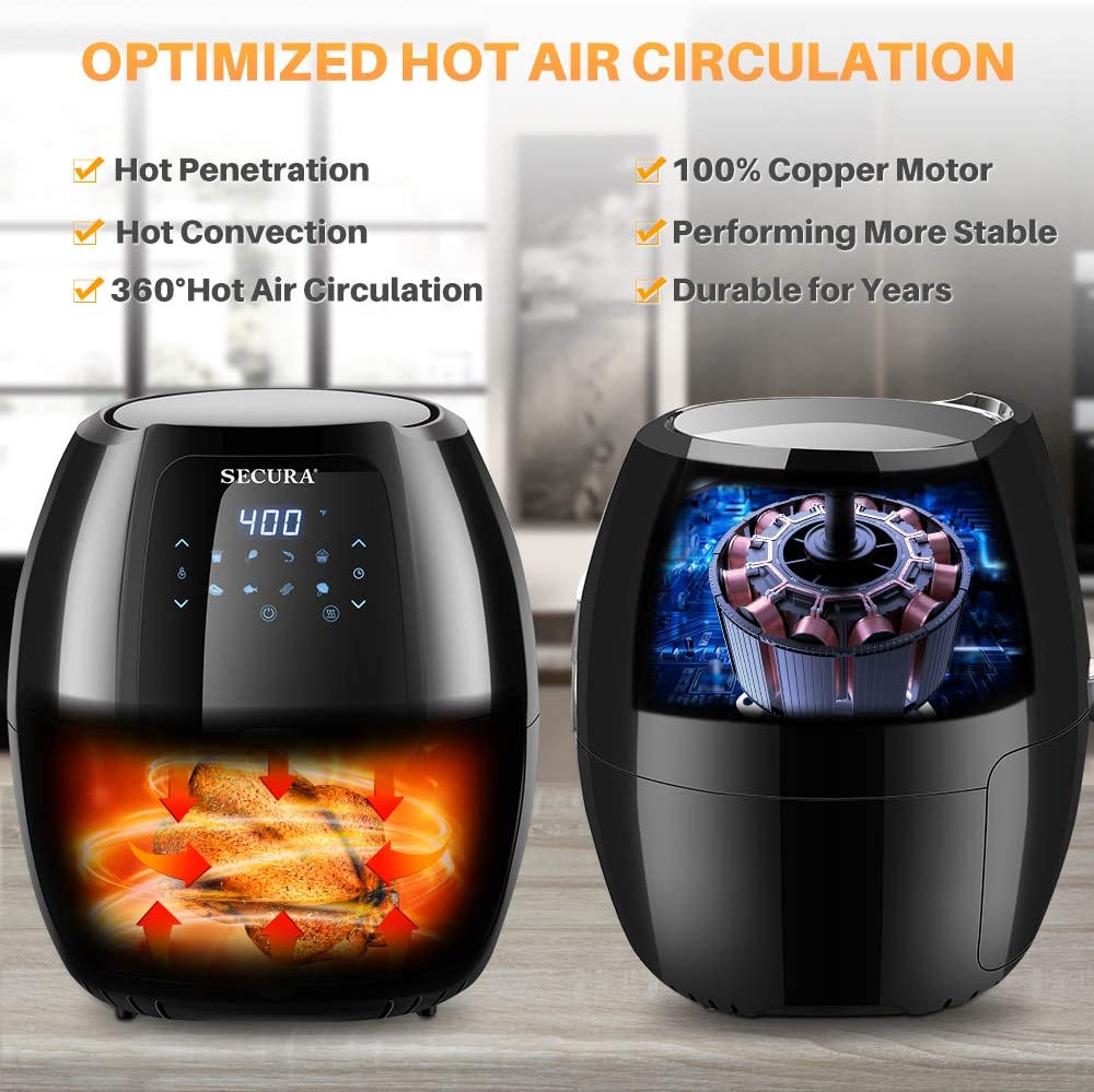 Secura 6.3QT Electric Air Fryer Air Circulation