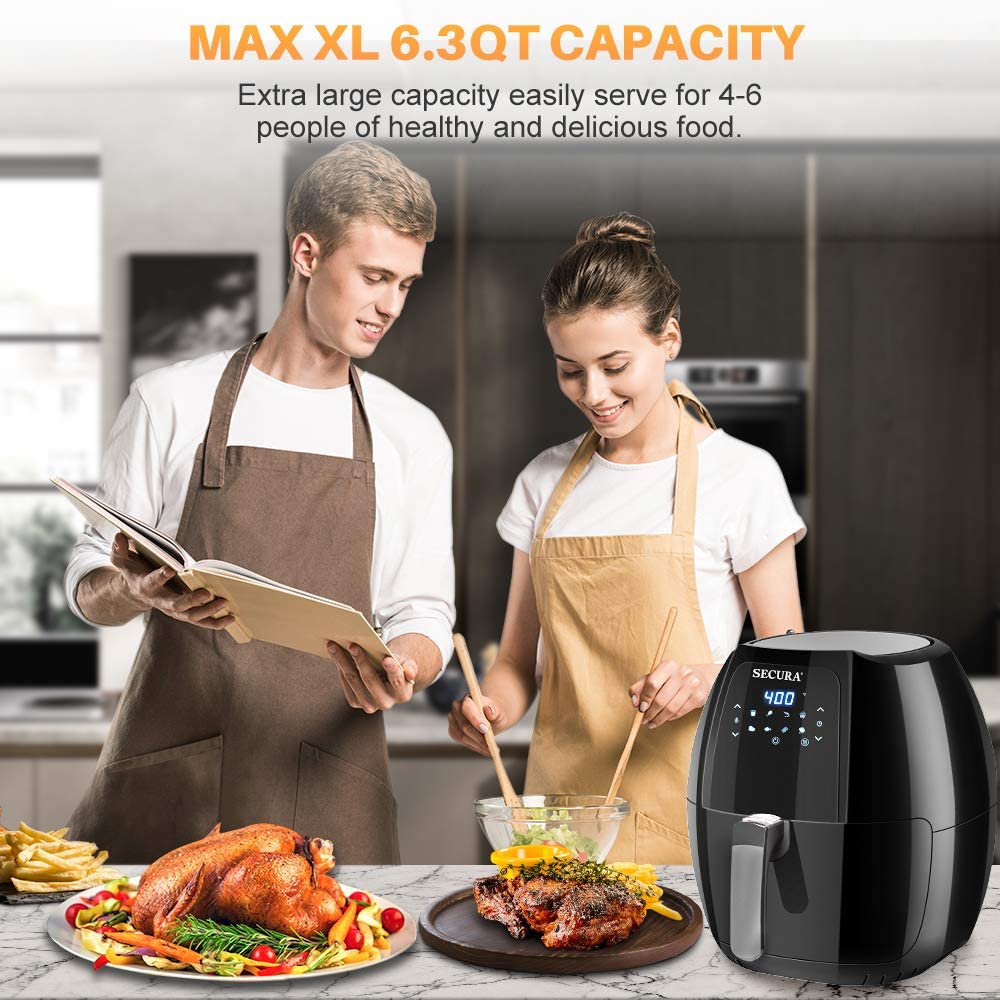 Secura 6.3QT Electric Air Fryer Capacity