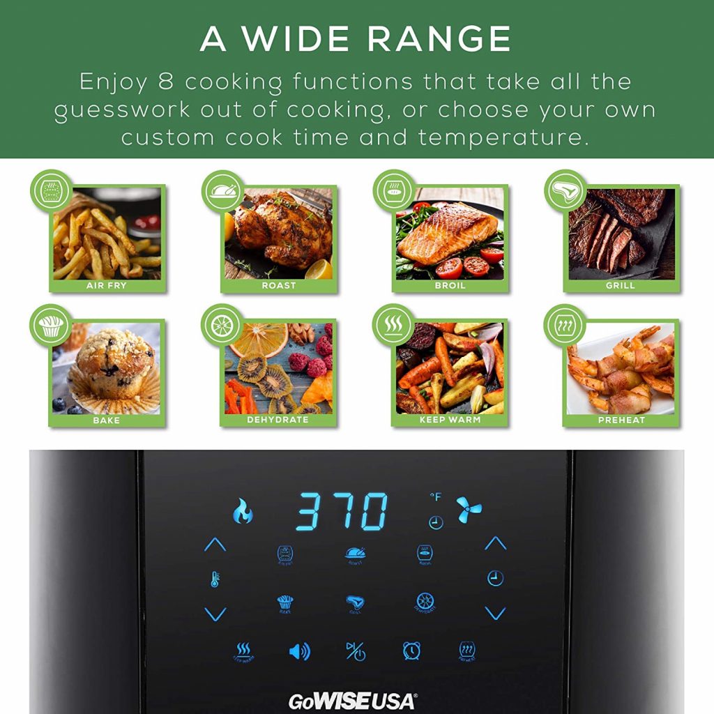 GoWISE USA 7-Quart Air Fryer & Dehydrator Cooking Functions