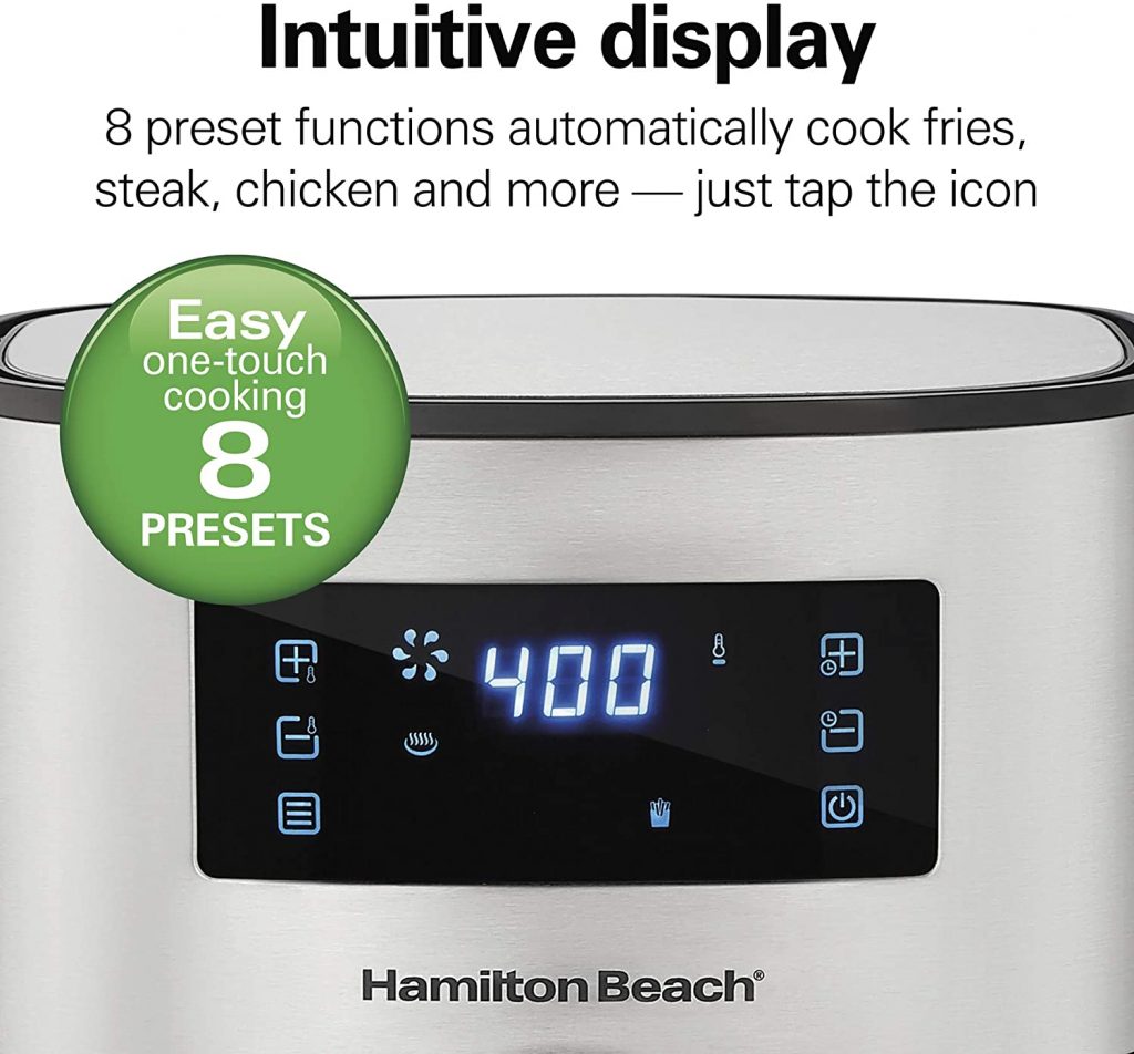 Hamilton Beach 5.3 Quart Digital Air Fryer Oven Intuitive display