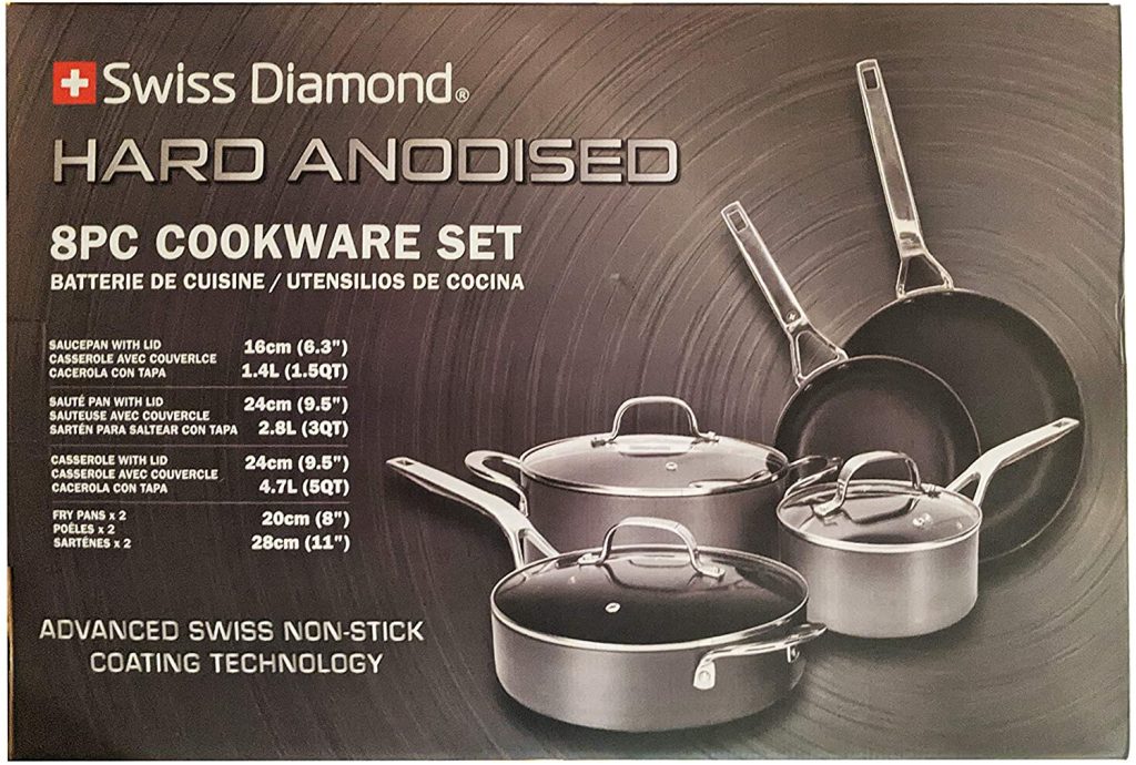 Swiss Diamond Hard anodized 8-piece cookware set ad