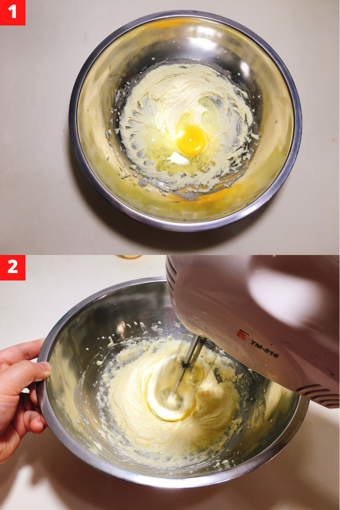 Add egg yolk in batches and beat