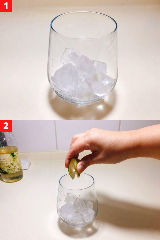 Add ice to a glass