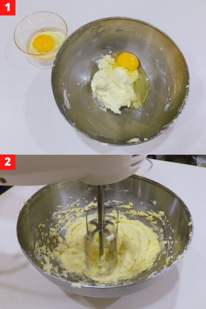 Add the 2 eggs