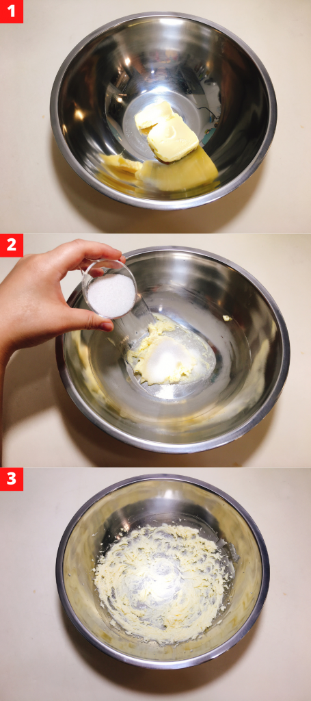 Add the butter and granulated sugar to another mixing bowl
