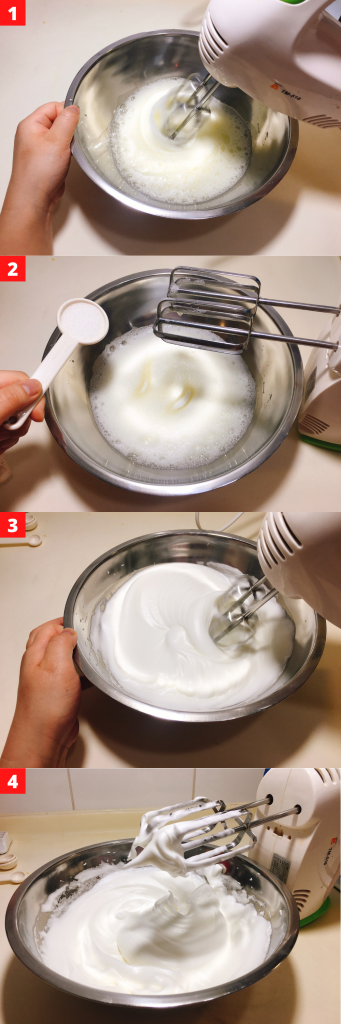 Add the egg white to another mixing bowl