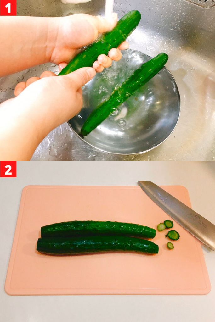 Wash and cut off cucumber