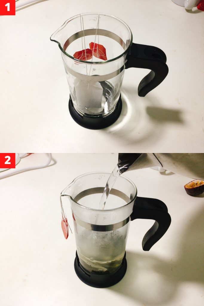 Add boiled water in a French press