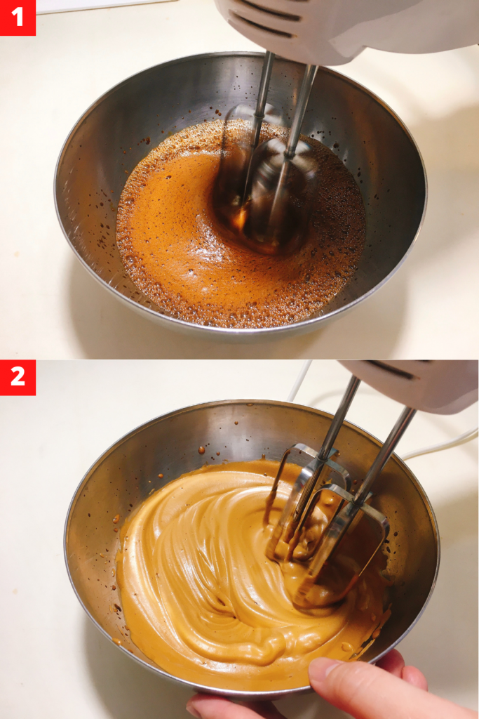 Beat the coffee mixture with a hand mixer