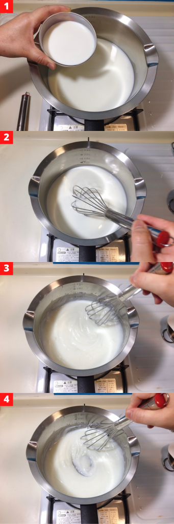 Pour the cornflour mixture into the bowl
