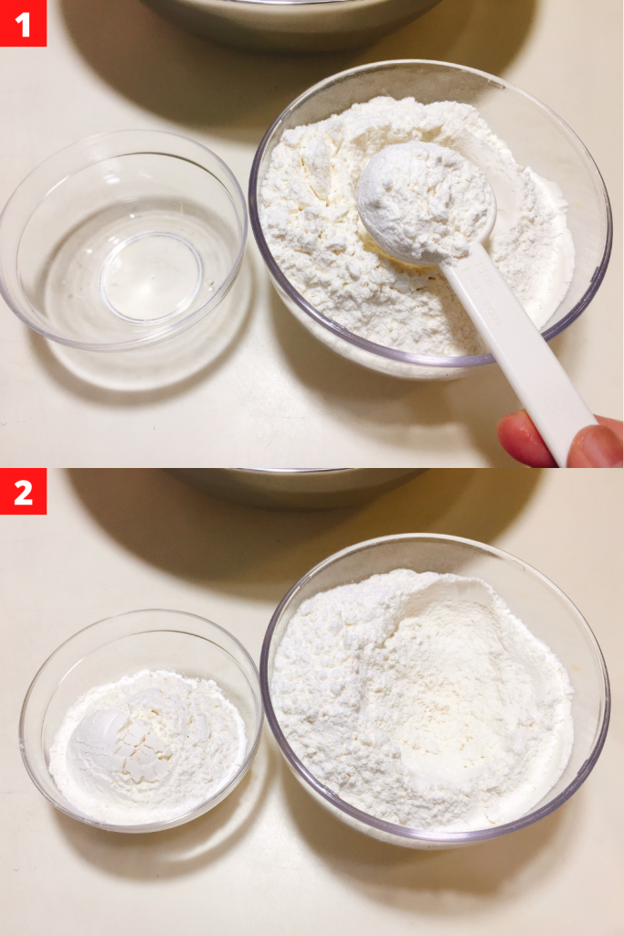Separate three tablespoons of cake flour