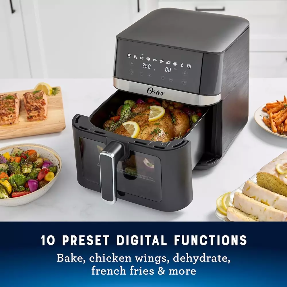 Oster 6 Quart Digital Air Fryer 10 Preset Digital Functions