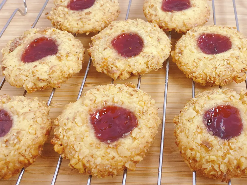 Walnut-Crusted Thumbprint Cookies Recipe View